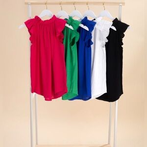 7th Ray Black Ruffled sleeve Blouse Top